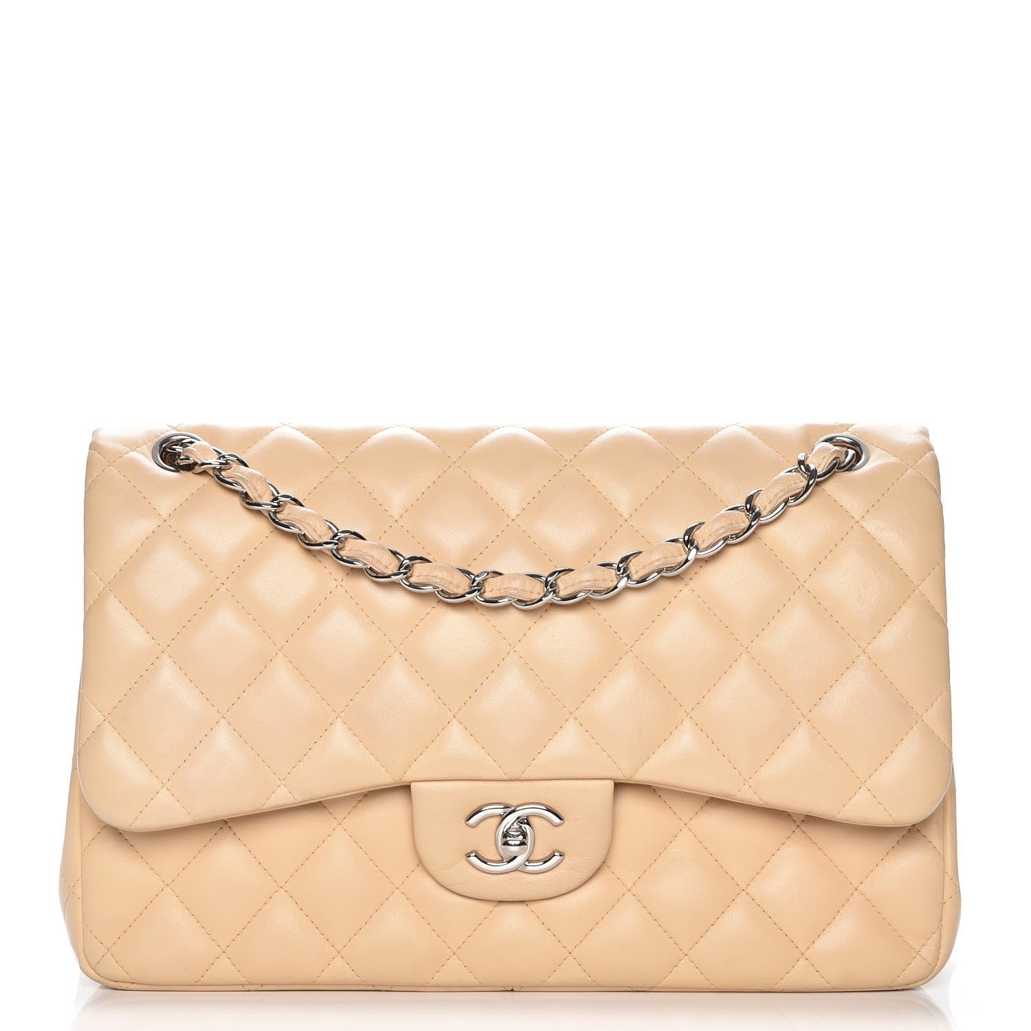Chanel Lambskin Quilted Jumbo Double Flap Beige Clair 1 of 8