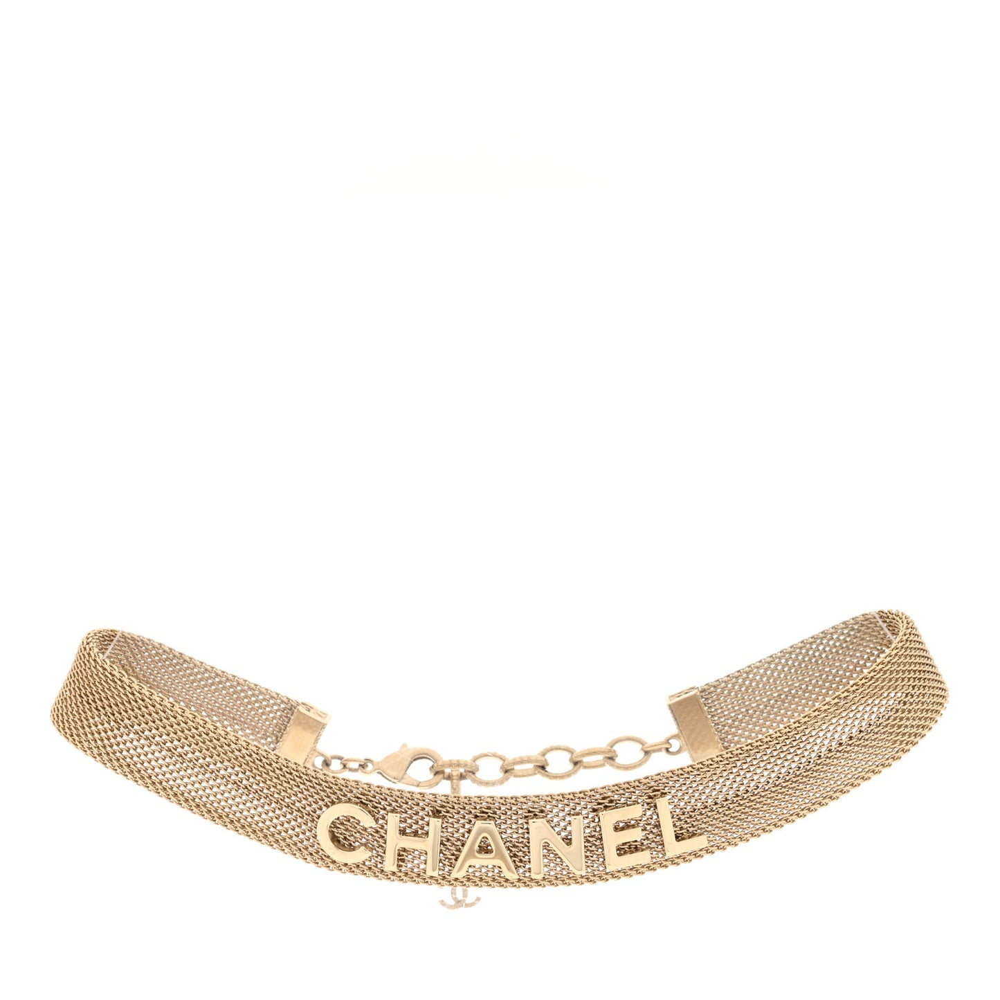 Mesh Logo Choker Necklace Gold
