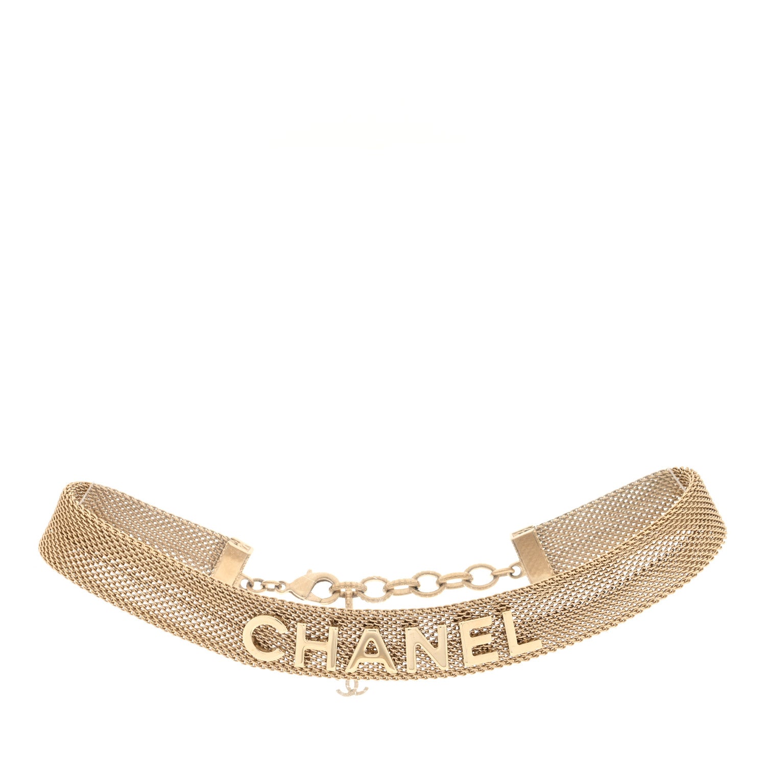 Chanel Mesh Logo Choker Necklace Gold 3 of 4