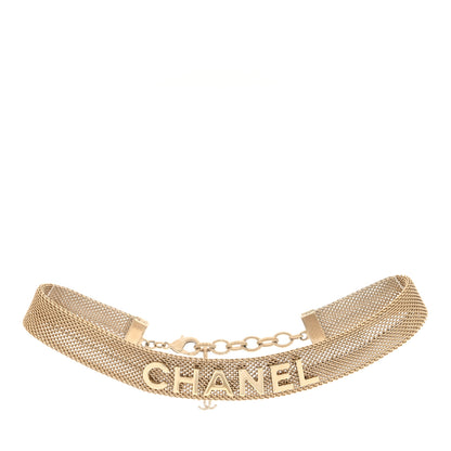 Chanel Mesh Logo Choker Necklace Gold 3 of 4