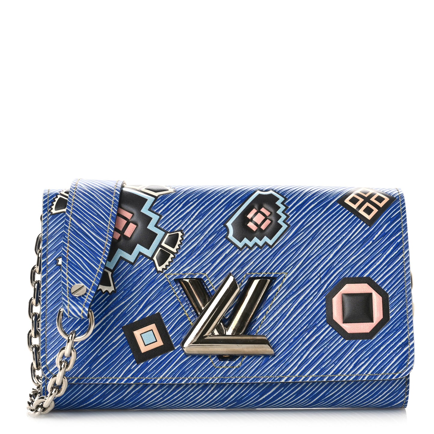 Epi Azteque Twist Chain Wallet Denim Light