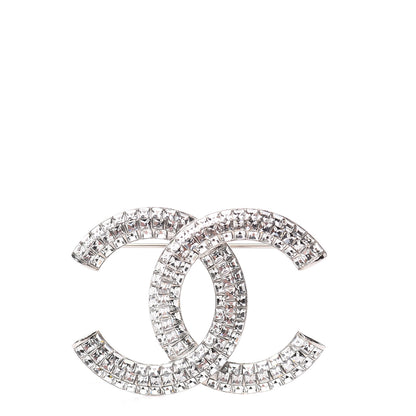 Chanel Baguette Crystal CC Brooch Silver 1 of 4