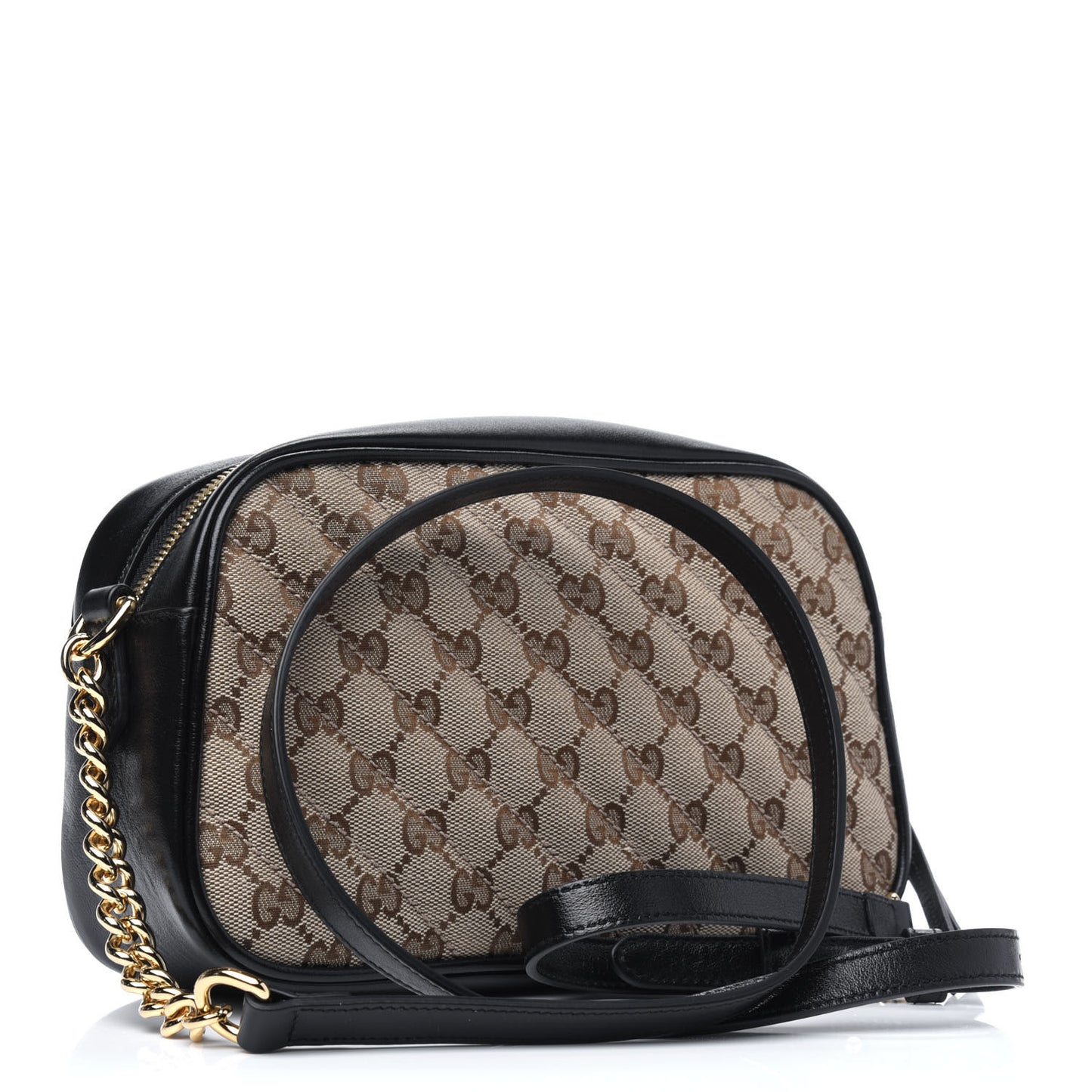 Monogram Matelasse Diagonal Small GG Marmont Chain Shoulder Bag Beige Black