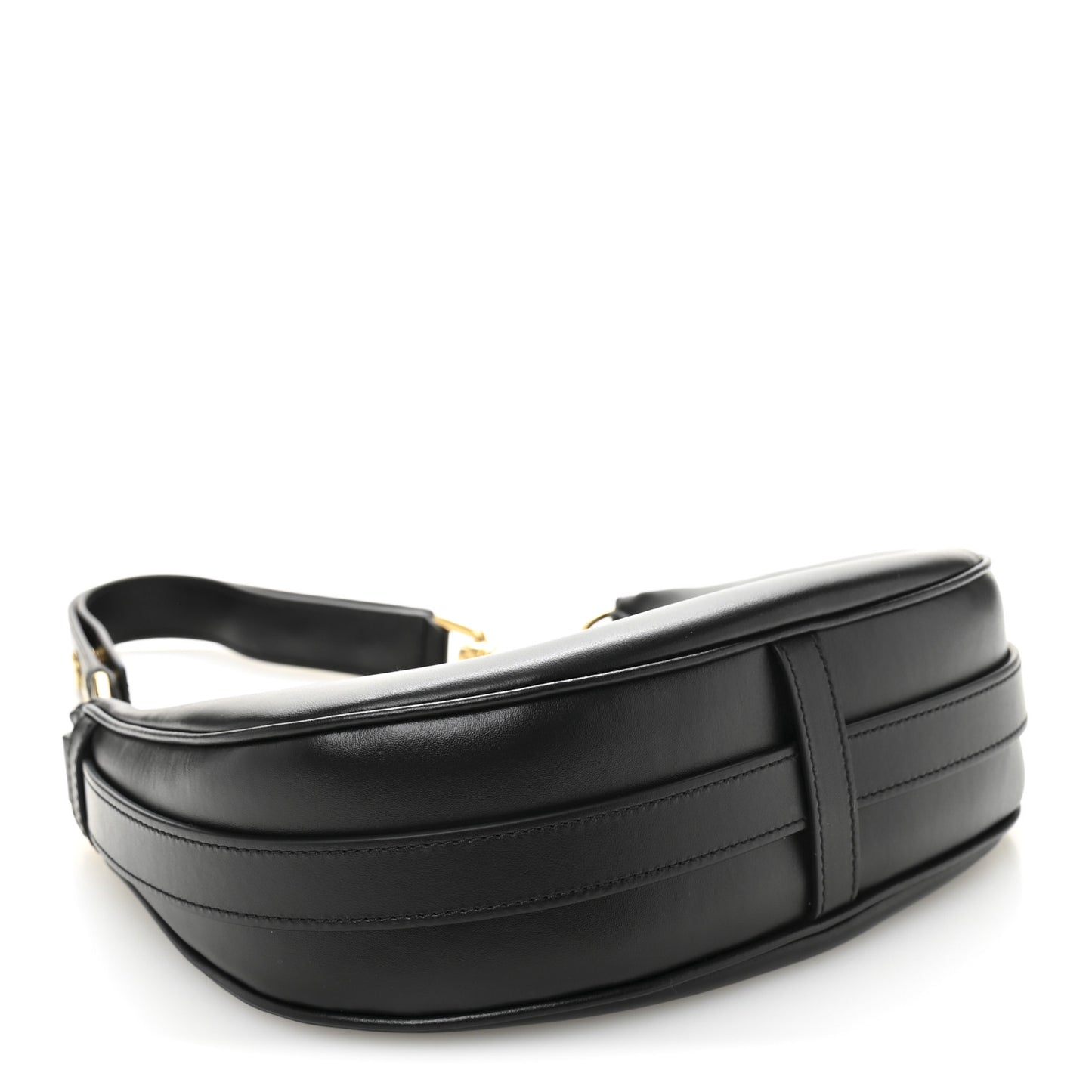 Smooth Calfskin Medium Strap Ava Shoulder Bag Black