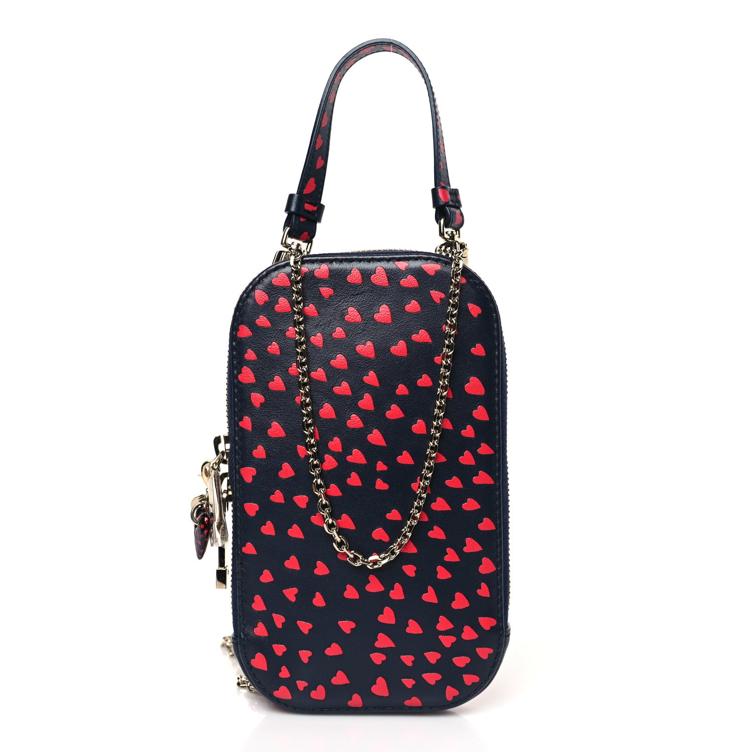 Christian Dior Calfskin I Love Paris Phone Holder Blue Red 1 of 9