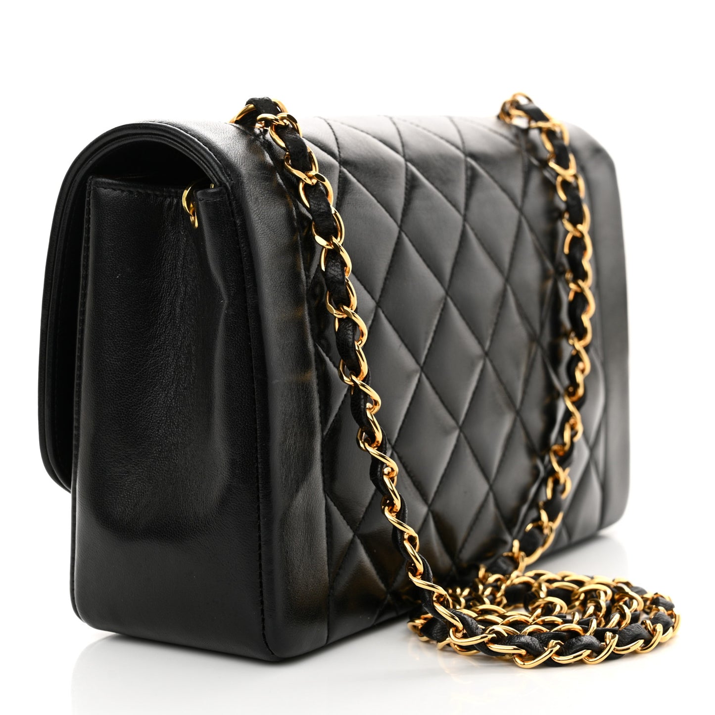 Lambskin Quilted Medium Single Flap Black