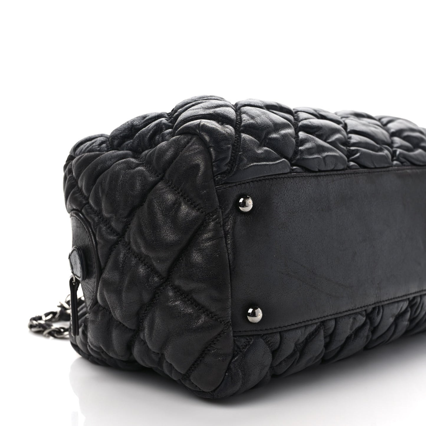Calfskin Bubble Quilt Bowler Black