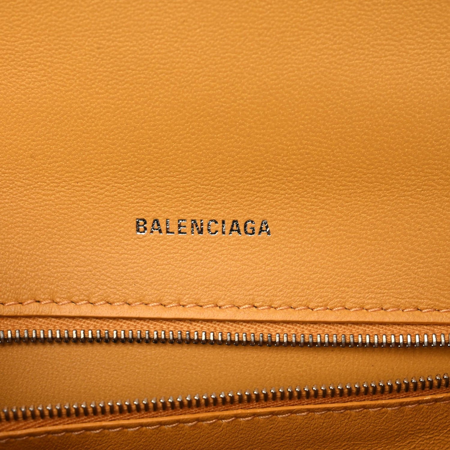 Balenciaga Shiny Calfskin Python Effect Small Hourglass Top Handle Bag Orange Black 6 of 9