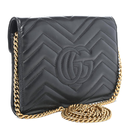 Gucci Calfskin Matelasse GG Marmont Chain Wallet Black 2 of 4