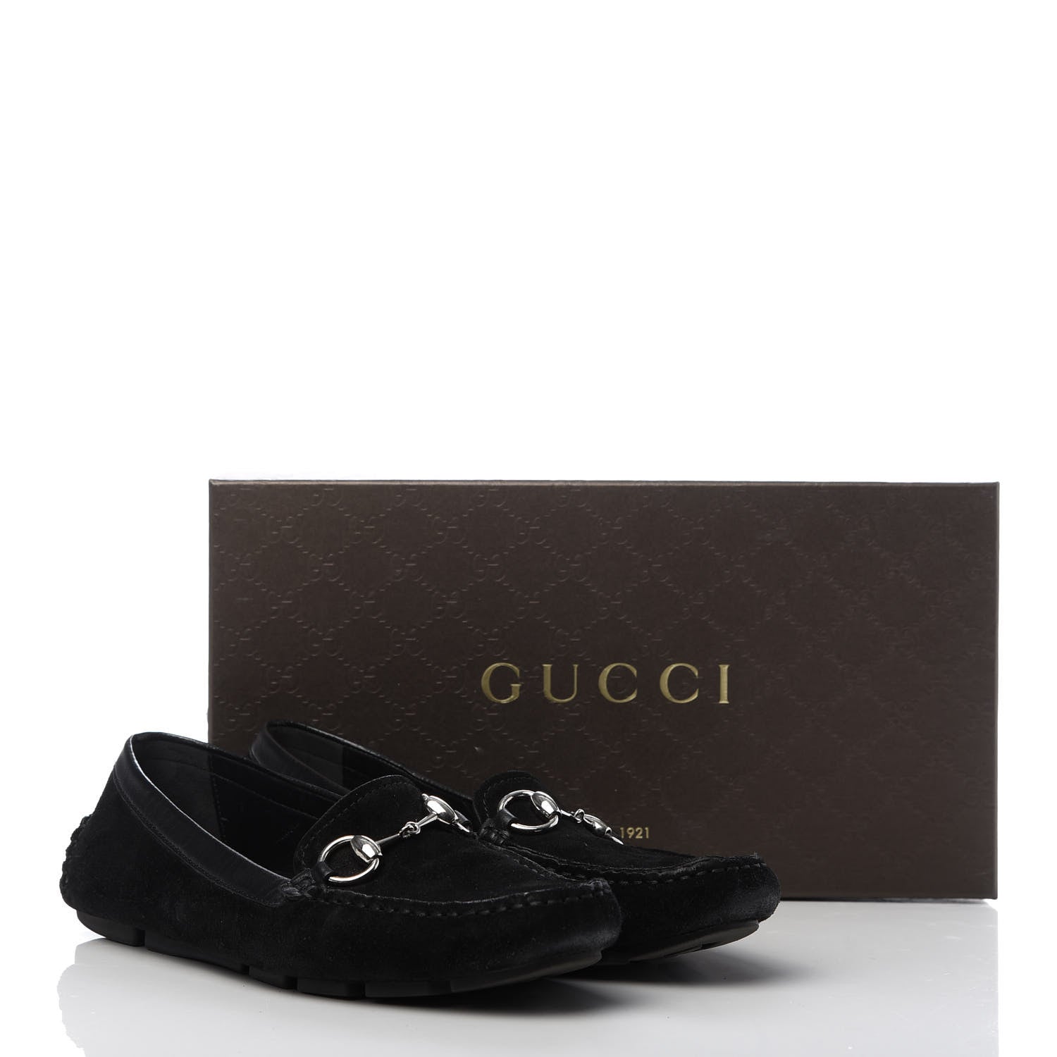 Gucci Suede Womens Horsebit Driver Loafers 38 Black 10 of 10