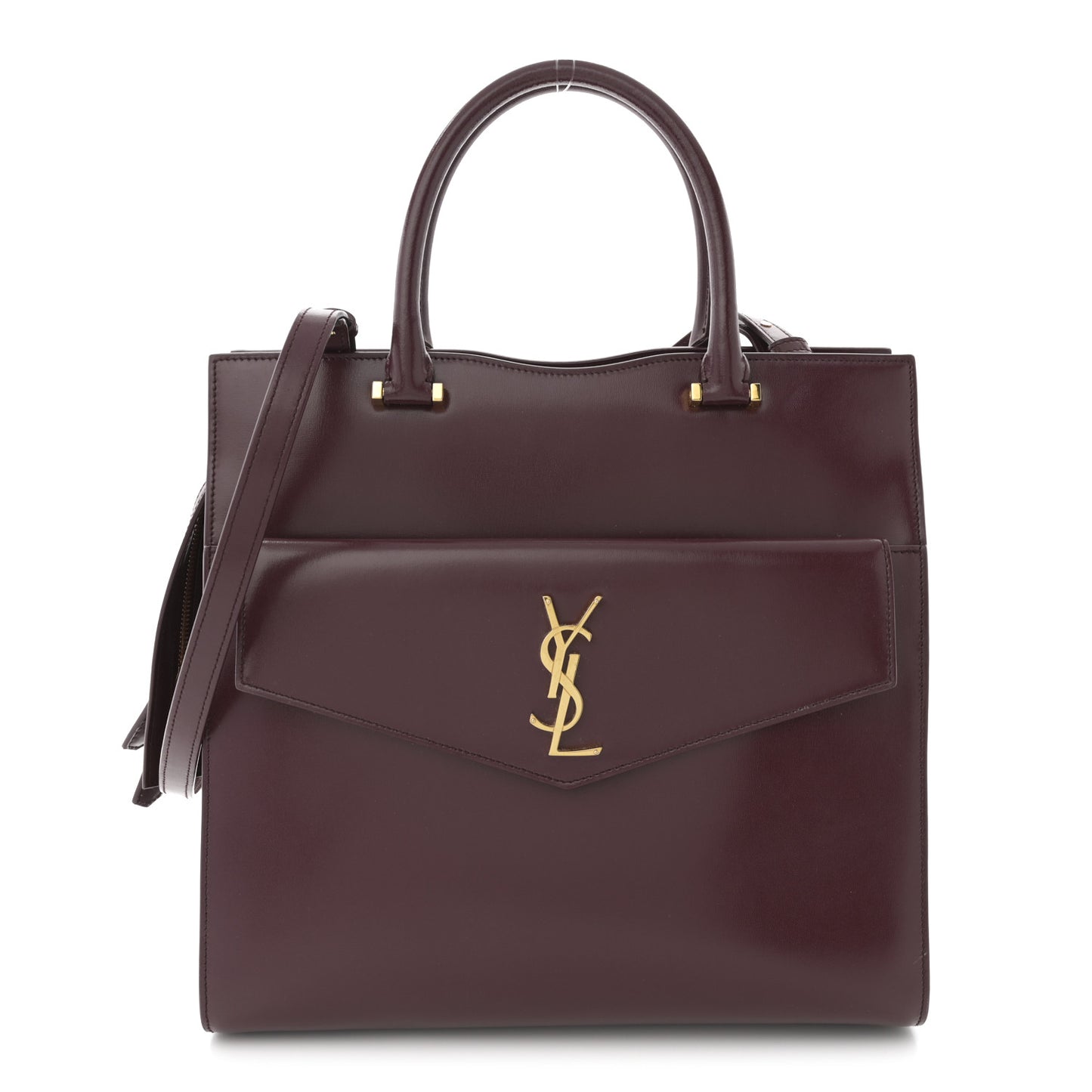 Shiny Calfskin Large Uptown Tote Burgundy
