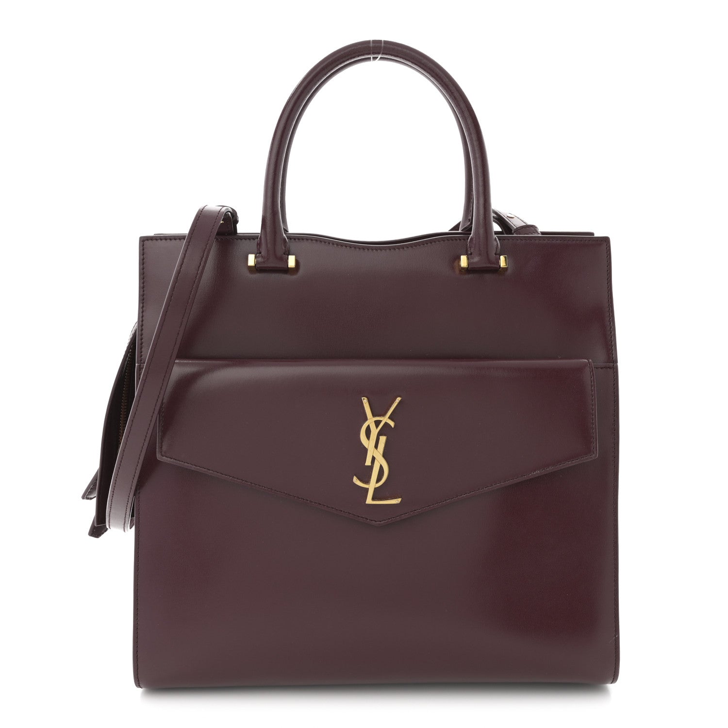 Saint Laurent Shiny Calfskin Large Uptown Tote Burgundy 1 of 13