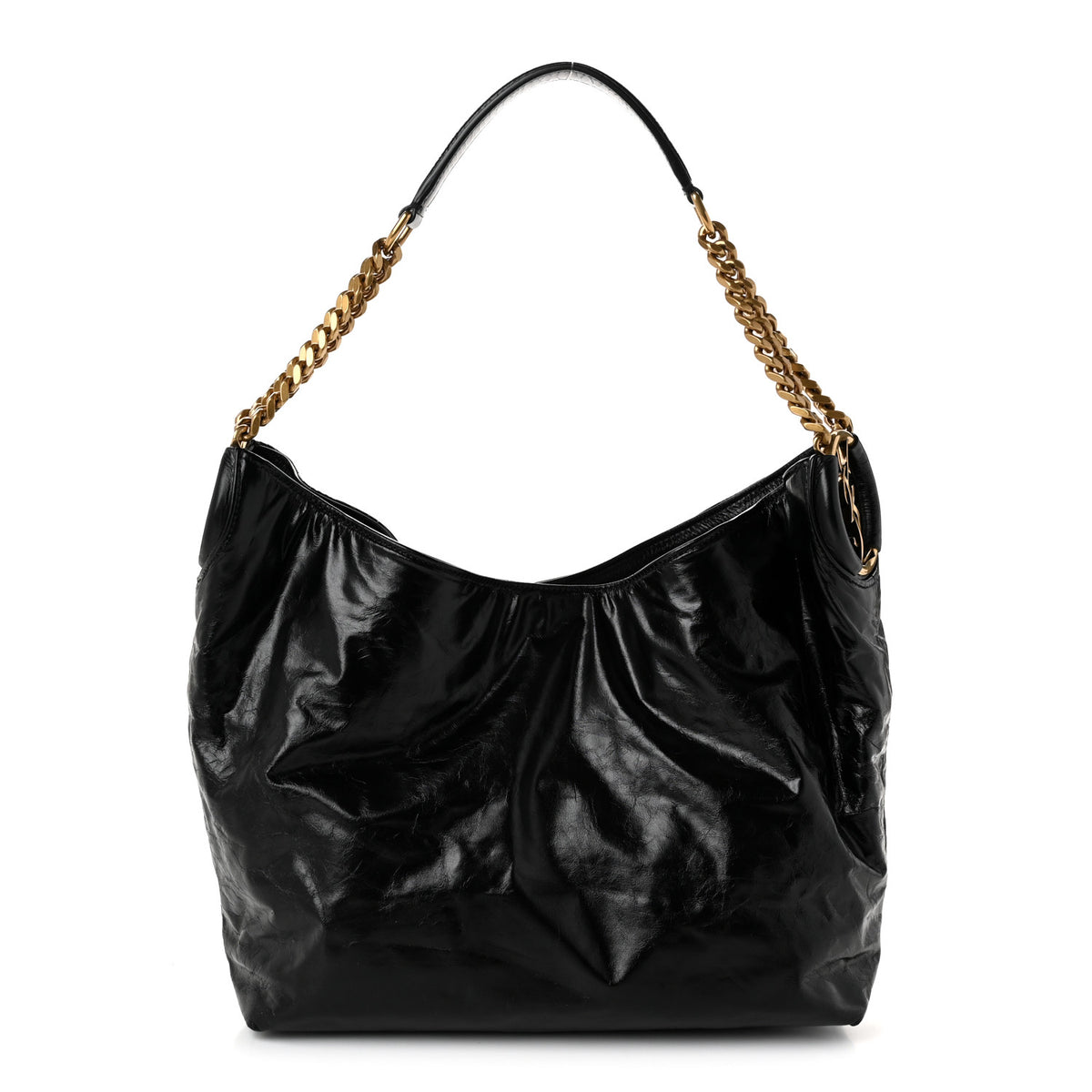Crinkled Calfskin Cassandre Hobo Black