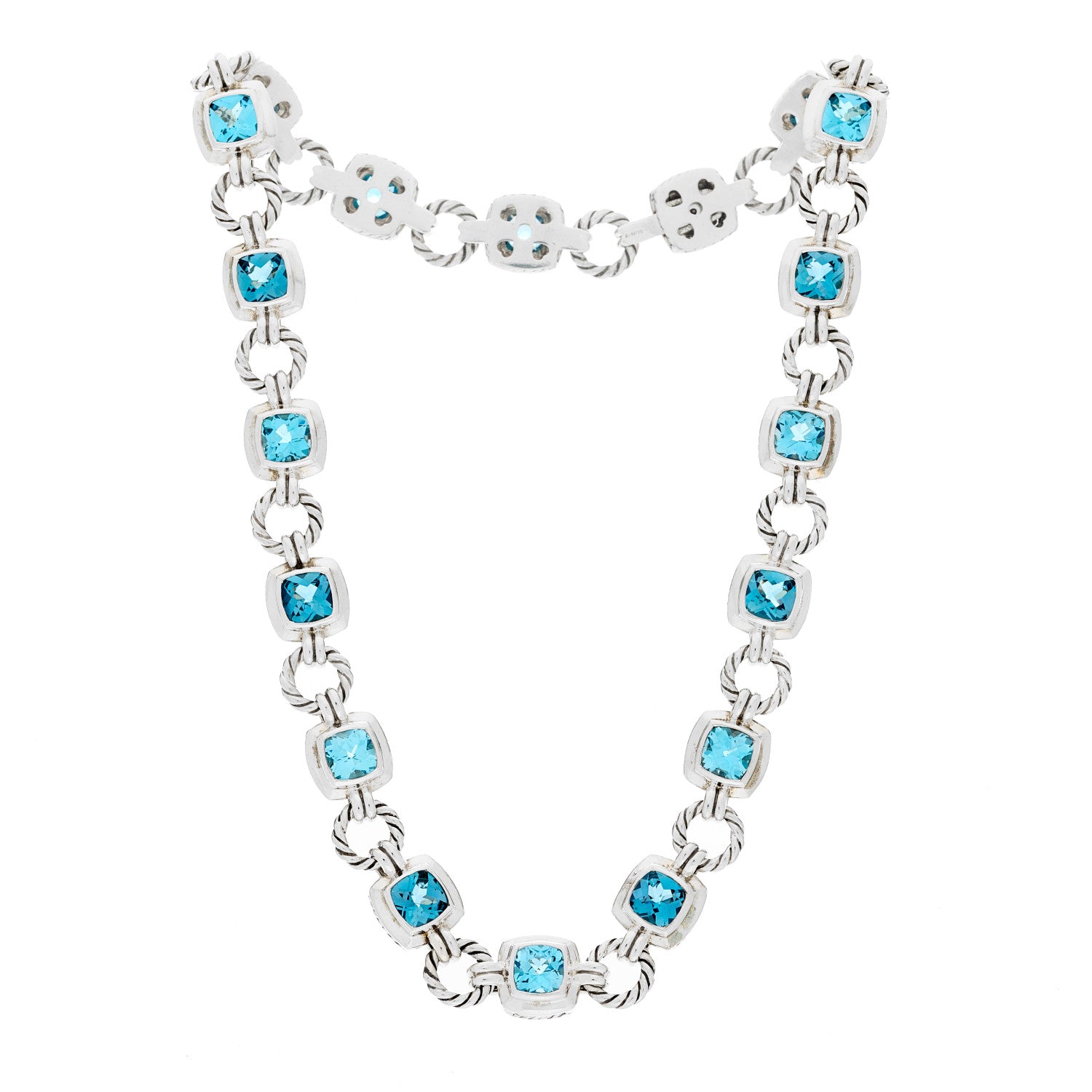 David Yurman Sterling Silver Blue Topaz Renaissance Necklace 2 of 4