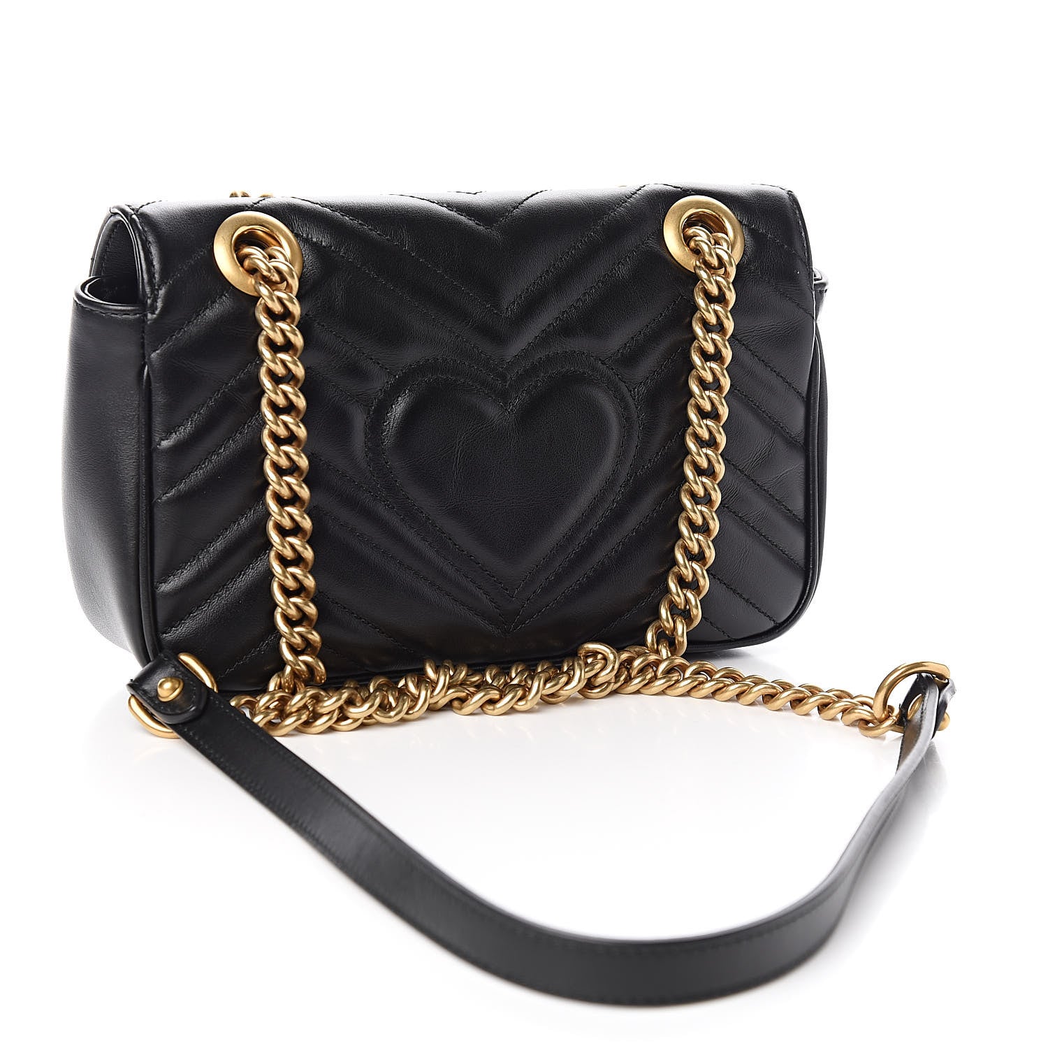 Gucci Calfskin Matelasse Mini GG Marmont Shoulder Bag Black 3 of 11