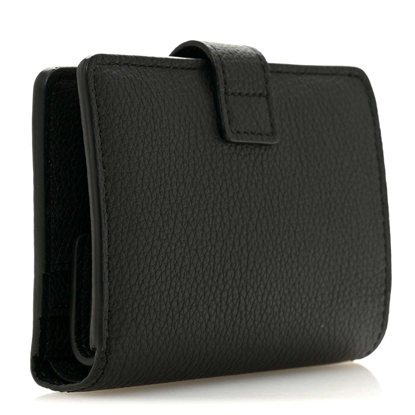 Grained Calfskin Low Key Compact Wallet Black