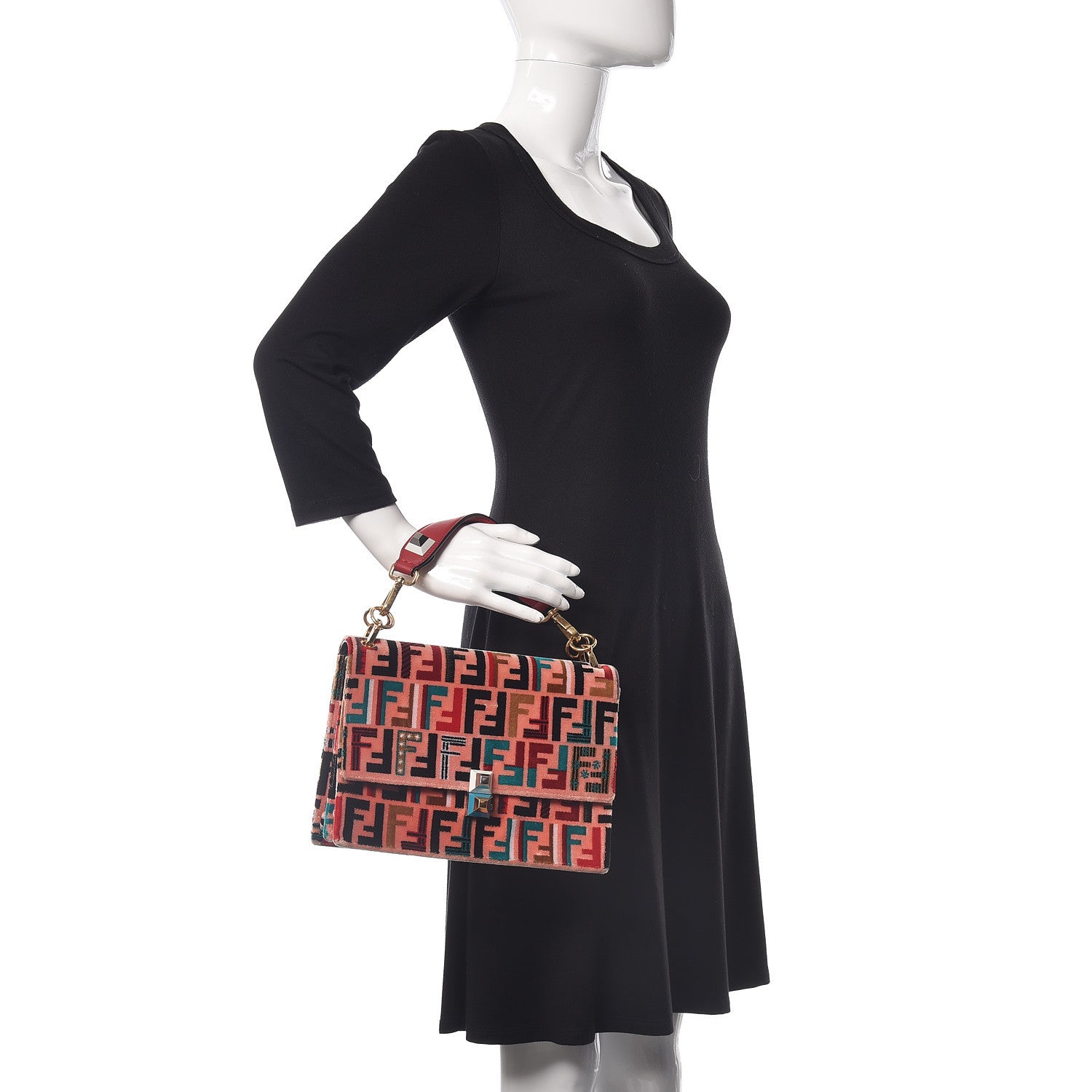 Fendi Velvet Vitello Dolce Fun Fair Kan I Shoulder Bag Strawberry Multicolor 2 of 9