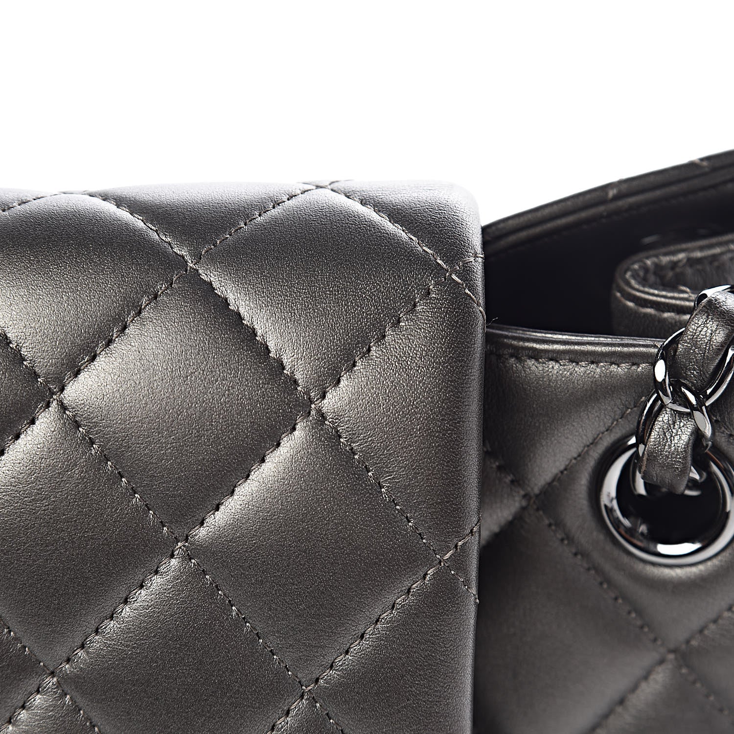 Chanel Metallic Calfskin Quilted Flap Tote Dark Silver 18 of 18