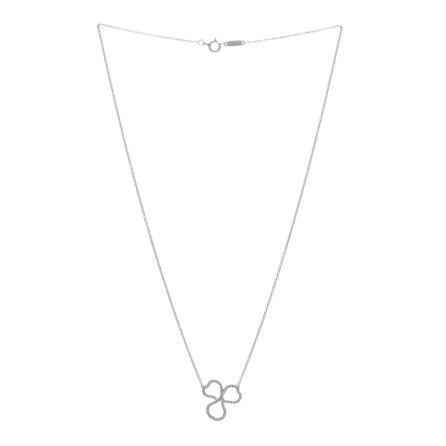 Platinum Diamond Small Paper Flowers Pendant Necklace