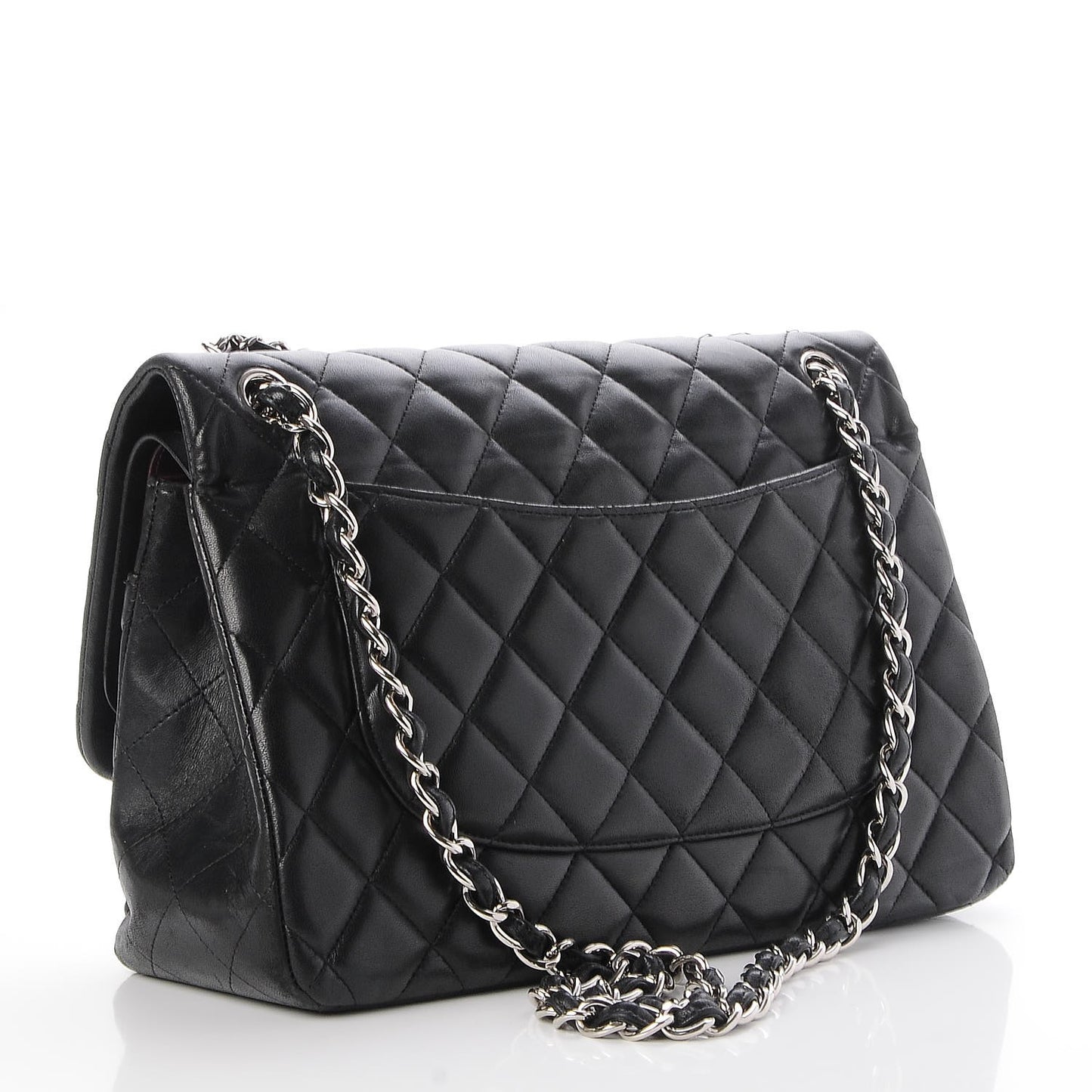 Lambskin Quilted Jumbo Double Flap Black
