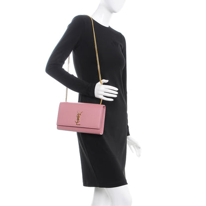 Saint Laurent Grain De Poudre Medium Classic Monogram Kate Satchel Dark Rose 2 of 8