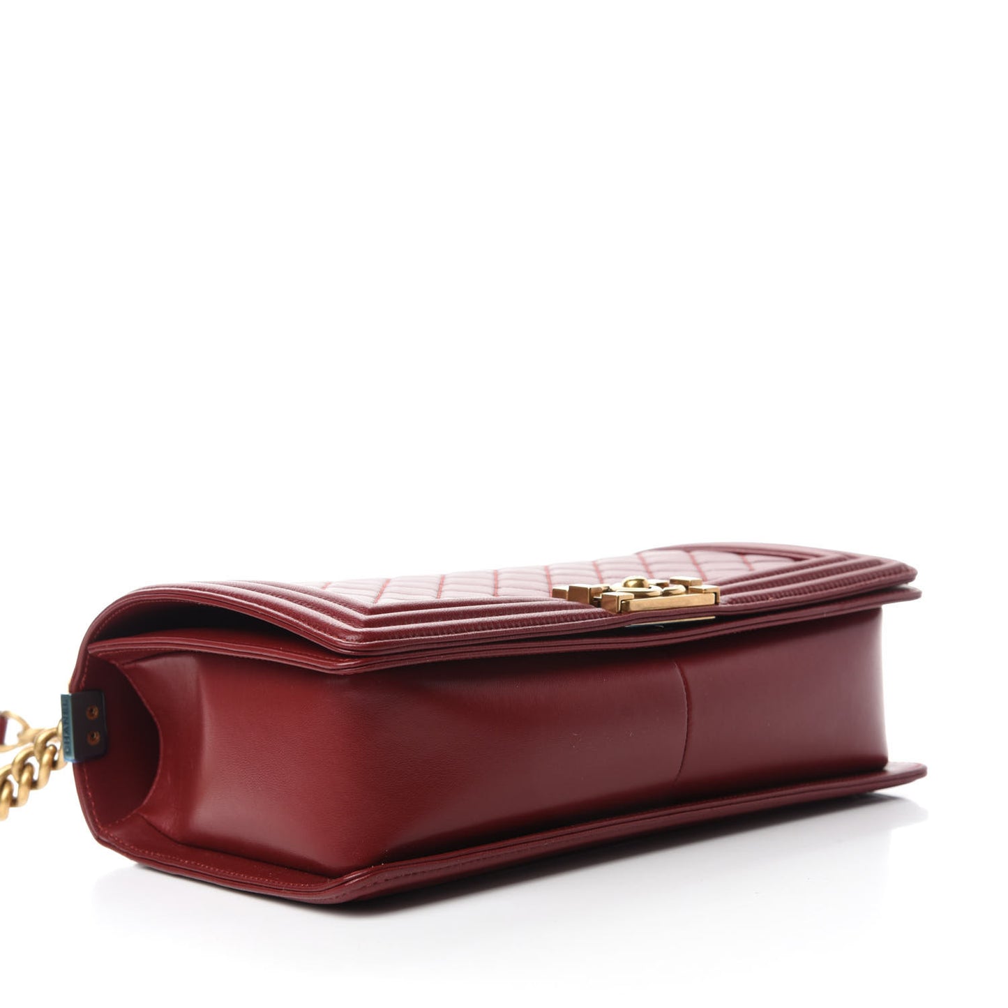 Lambskin Quilted New Medium Boy Flap Dark Red