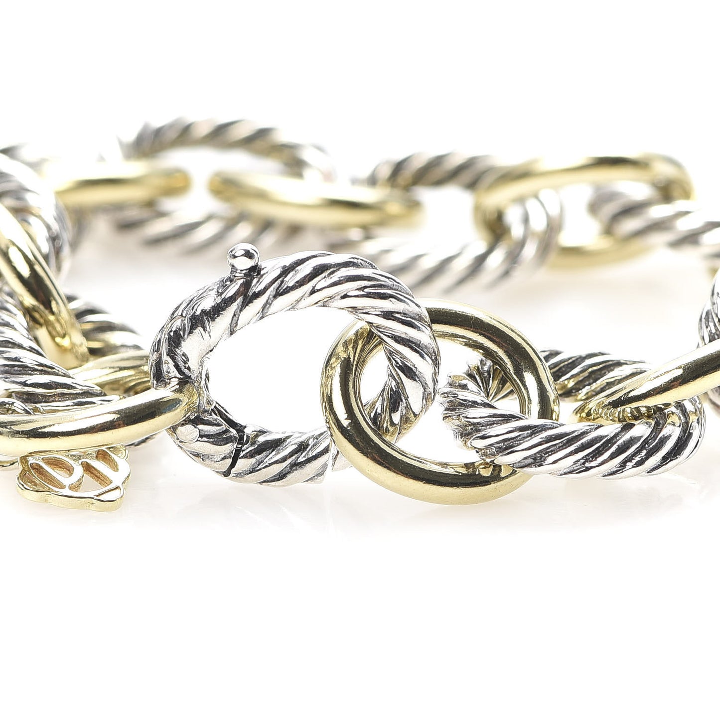 Sterling Silver 18K Yellow Gold 12mm Large Oval Link Bracelet