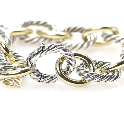 David Yurman Sterling Silver 18K Yellow Gold 12mm Large Oval Link Bracelet 4 of 4