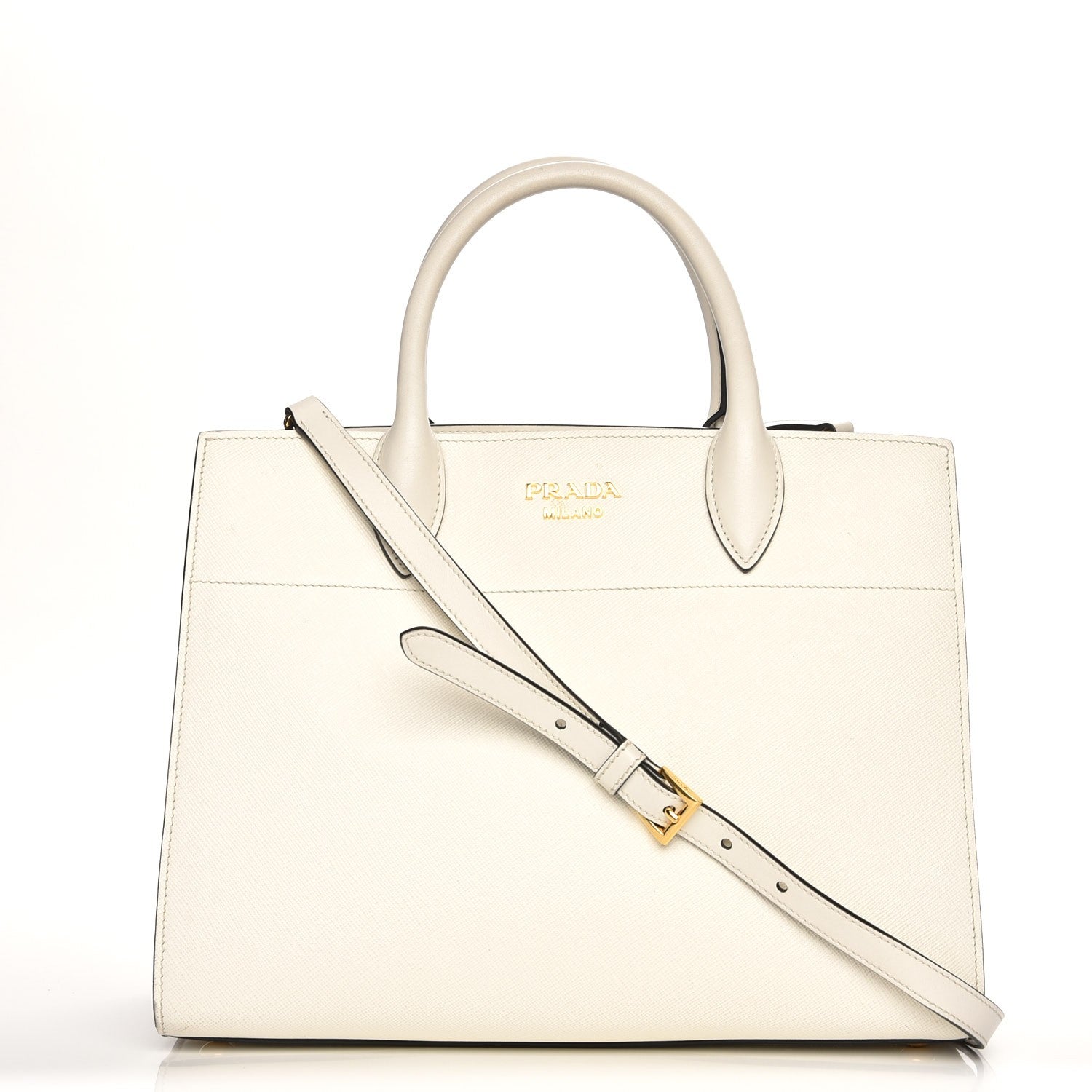Prada Saffiano Calfskin Medium Bibliotheque Top Handle White 1 of 8