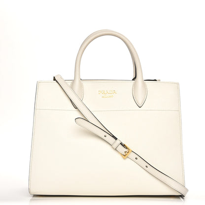 Prada Saffiano Calfskin Medium Bibliotheque Top Handle White 1 of 8