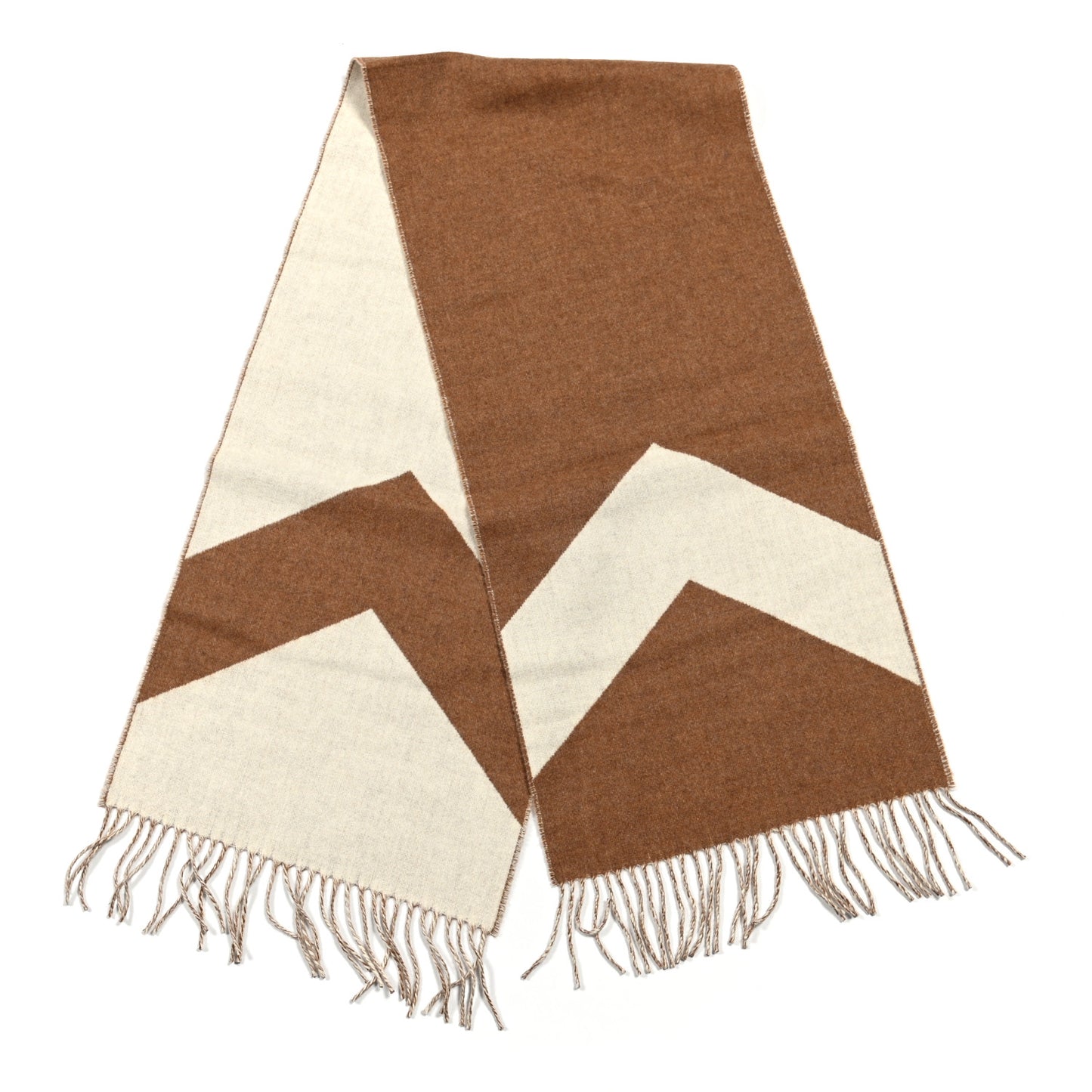 Cashmere Fringe Scarf Noisette Ecru