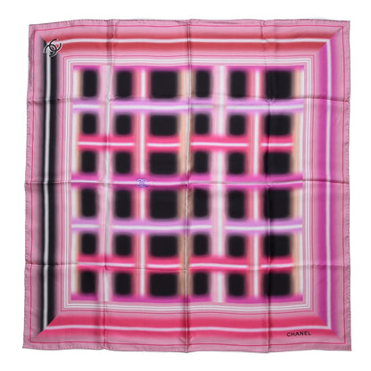 Chanel Silk Square Scarf CC Pink Black 1 of 5