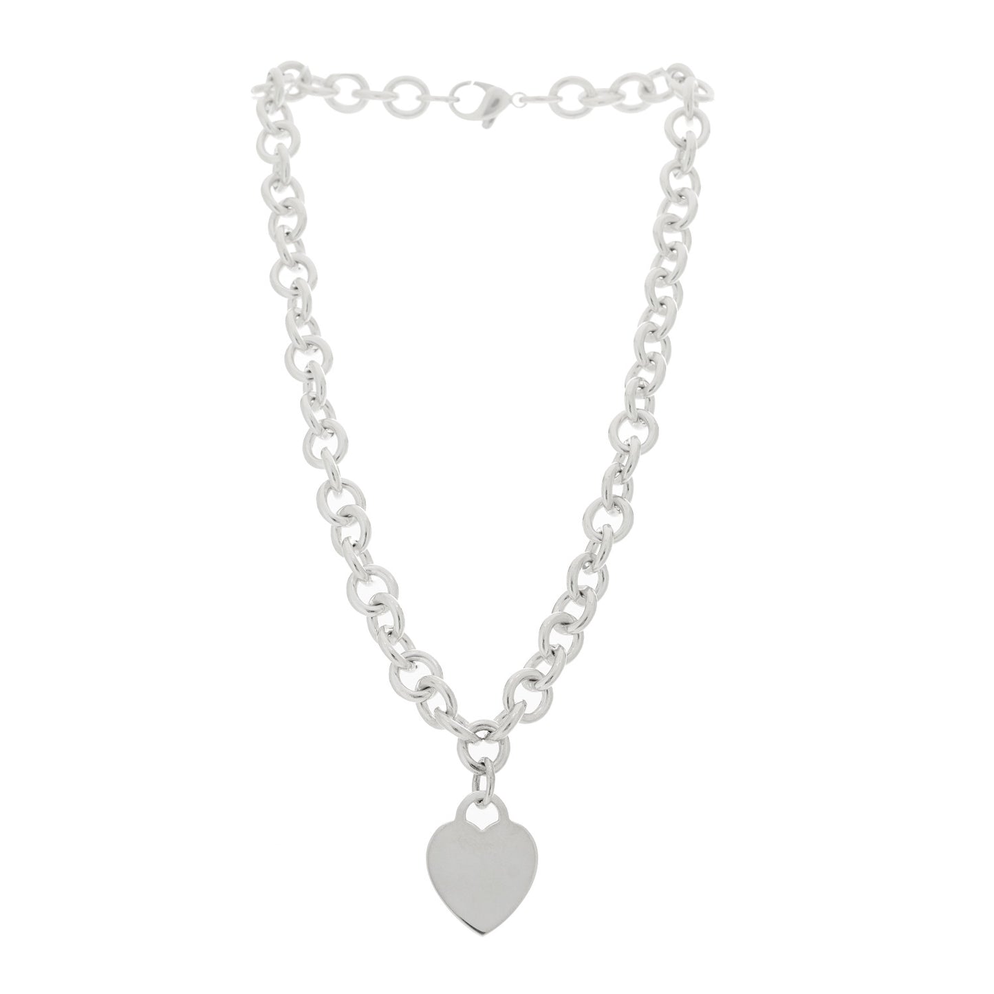 Sterling Silver Heart Tag Pendant Necklace