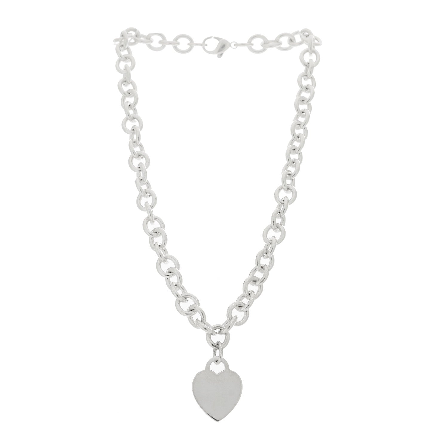 Tiffany Sterling Silver Heart Tag Pendant Necklace 3 of 5