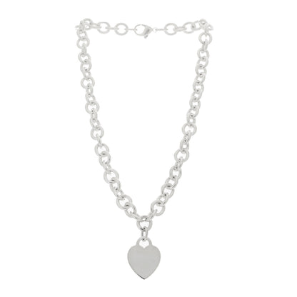 Tiffany Sterling Silver Heart Tag Pendant Necklace 3 of 5