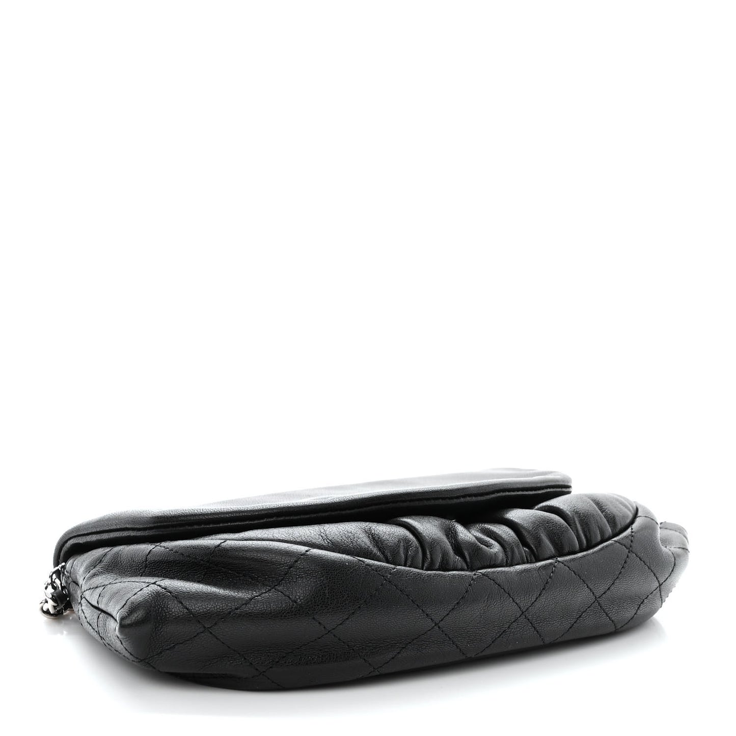 Lambskin Half Moon Wallet On Chain WOC Black