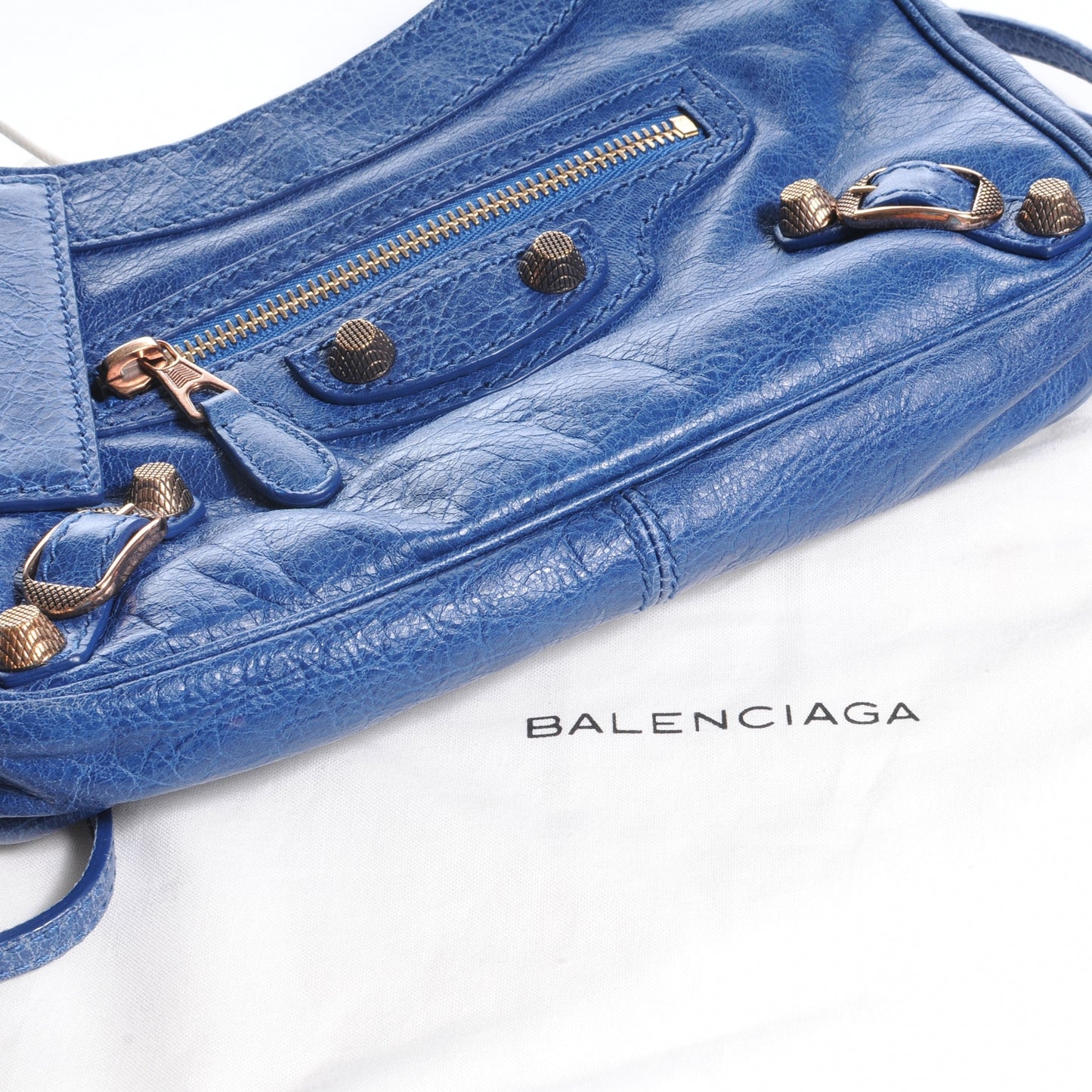 Agneau Giant 12 Rose Gold Hardware Hip Bleu Cobalt