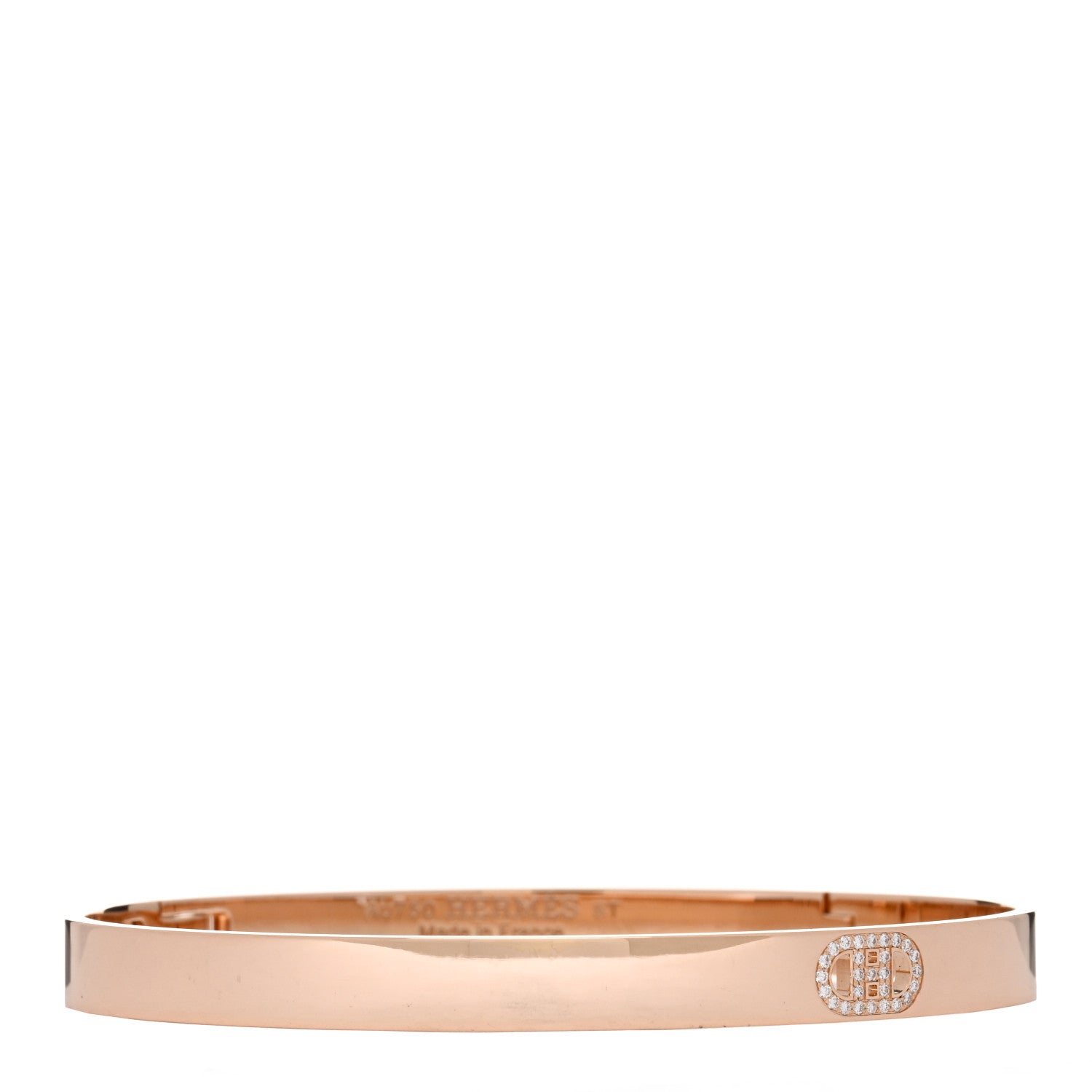 Hermes 18K Rose Gold Diamond PM H D'Ancre Bracelet ST 1 of 4