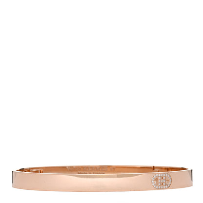 Hermes 18K Rose Gold Diamond PM H D'Ancre Bracelet ST 1 of 4