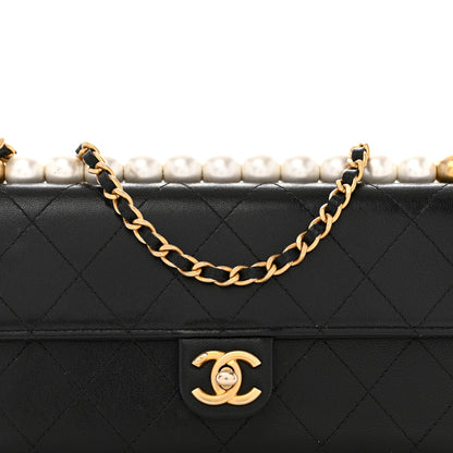 Chanel Goatskin Quilted Chic Pearls Clutch With Chain Black 10 of 16