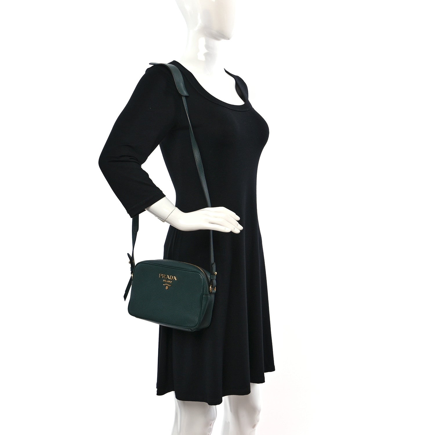 Prada Vitello Phenix Camera Bag Smeraldo 2 of 11
