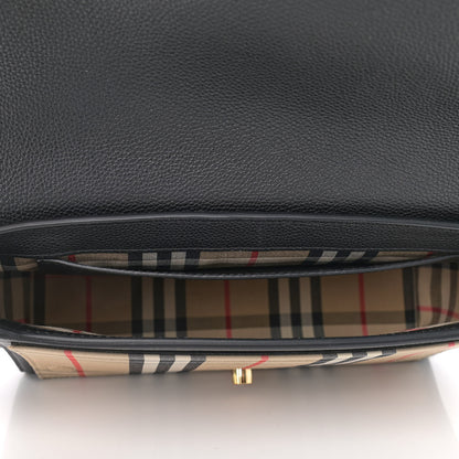 Burberry Grainy Calfskin Vintage Check Note Crossbody Bag Black 5 of 8