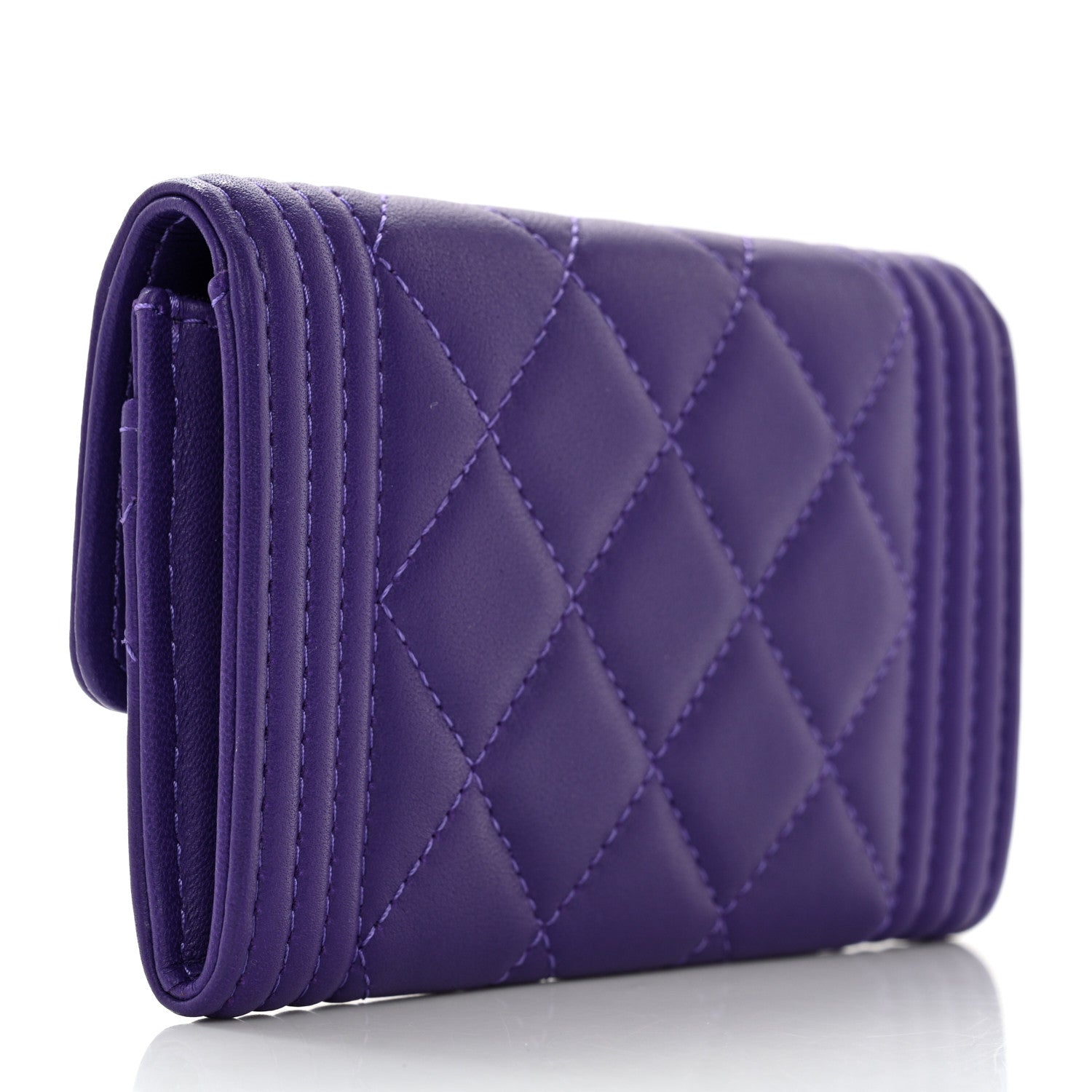 Chanel Lambskin Quilted Boy Flap Card Holder Purple 3 of 8