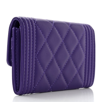 Chanel Lambskin Quilted Boy Flap Card Holder Purple 3 of 8