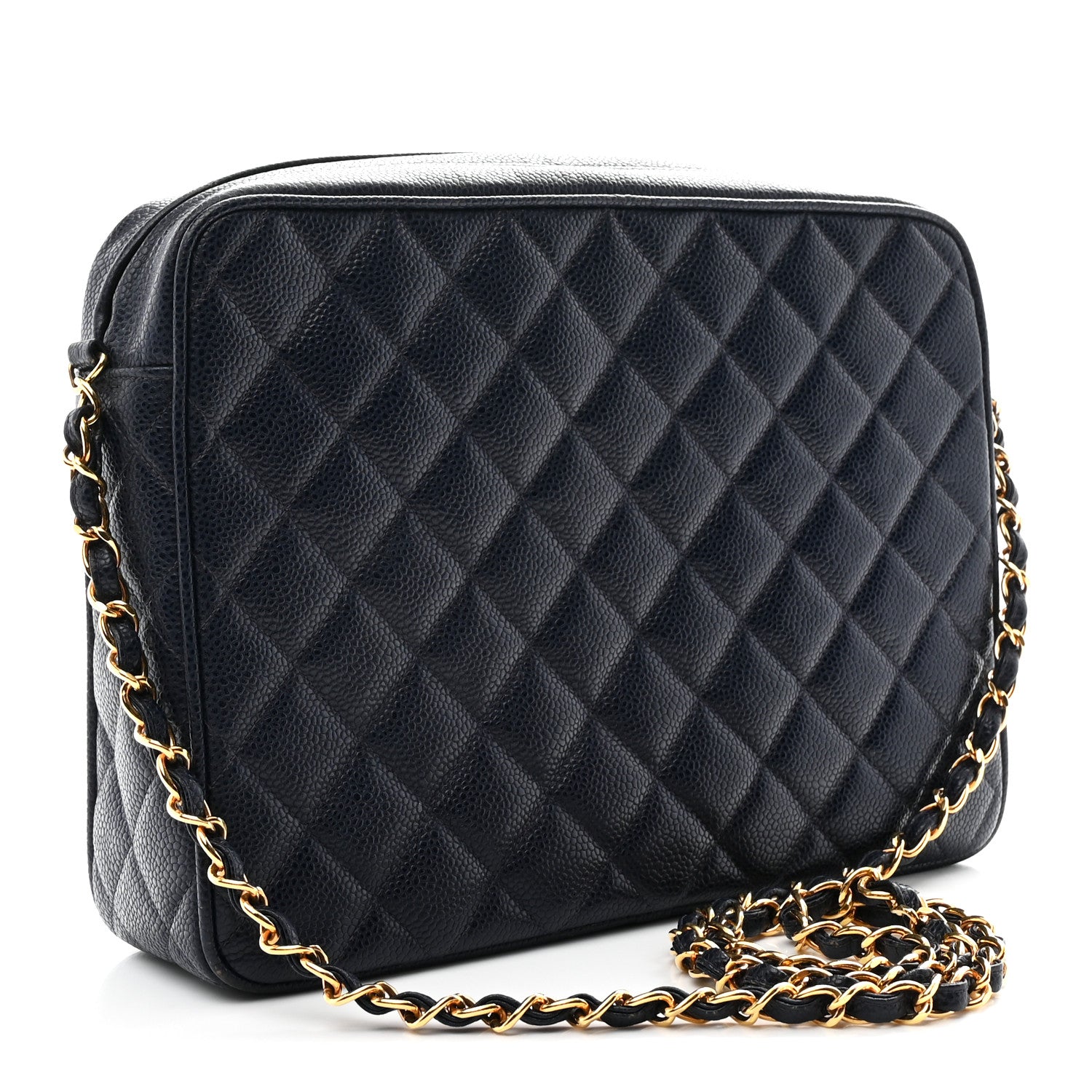 Chanel Caviar Quilted CC Shoulder Bag Navy 3 of 12