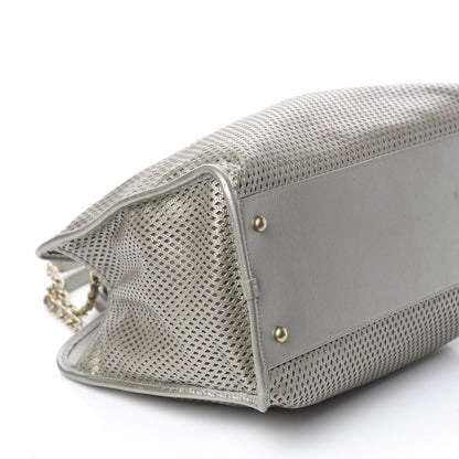 Chanel Metallic Calfskin Perforated Up In The Air Tote Silver 6 of 13
