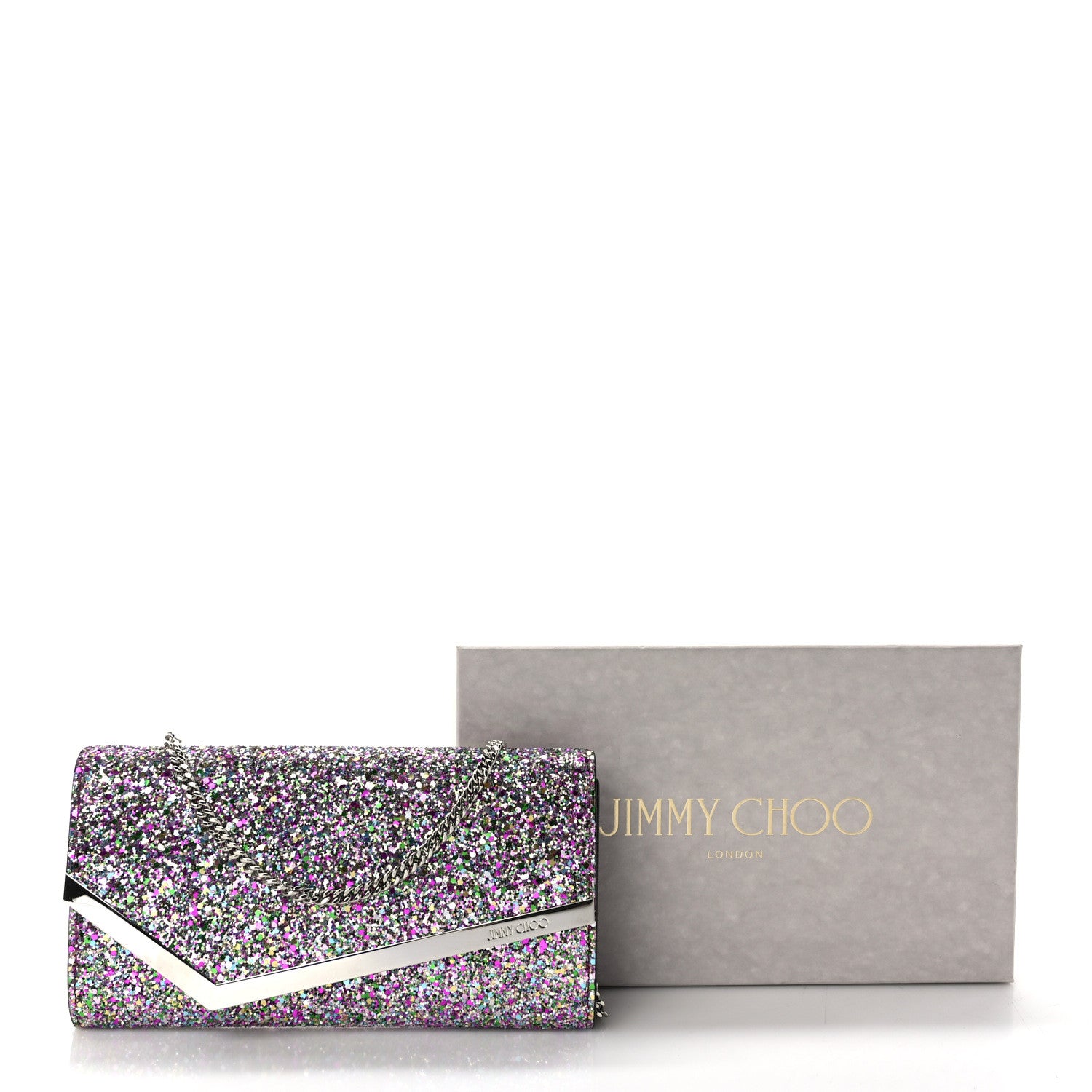Jimmy Choo Glitter Emmie Clutch Bubblegum Mix 9 of 9
