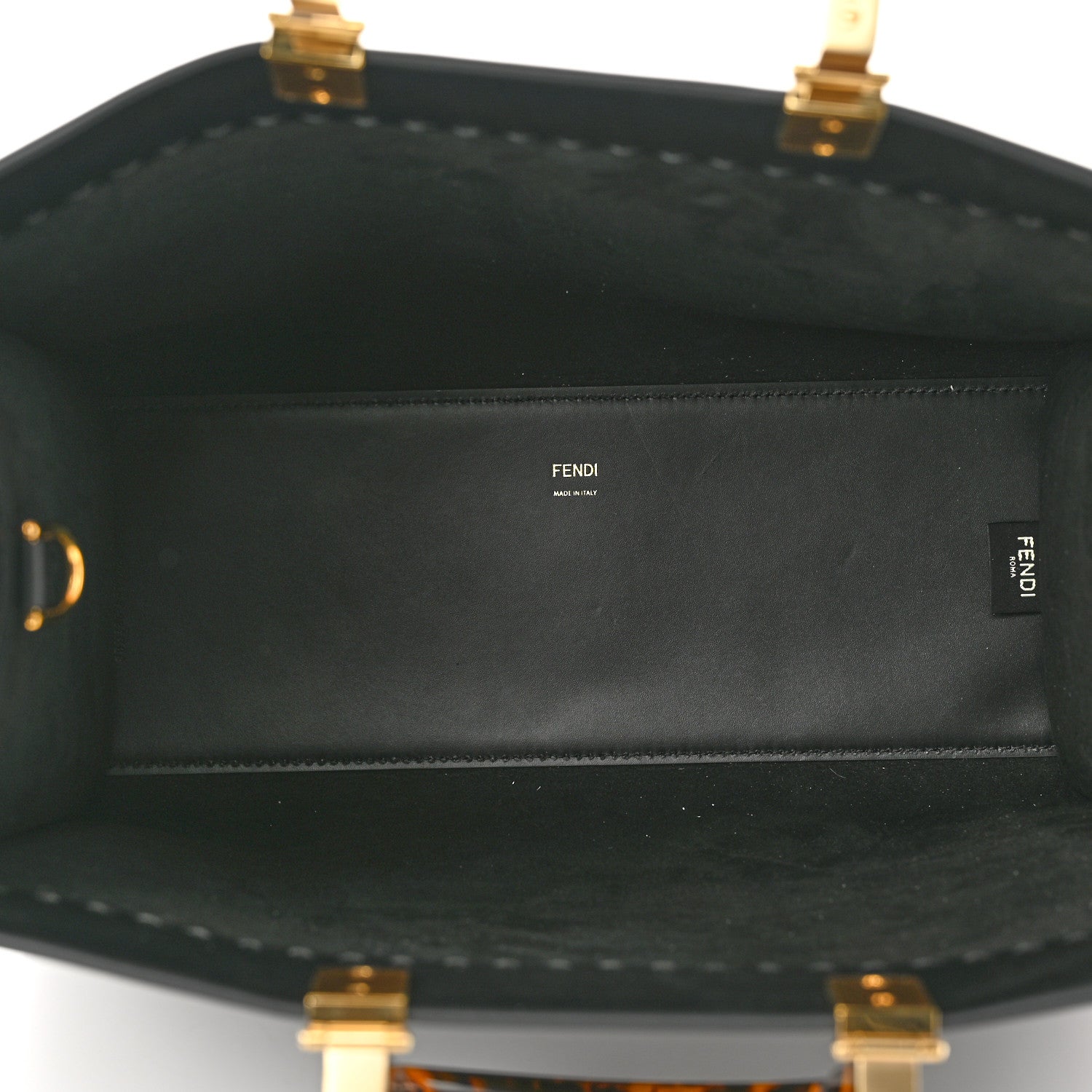 Fendi Vitello King Plexiglass Medium Fendi Sunshine Shopper Tote Black 5 of 10