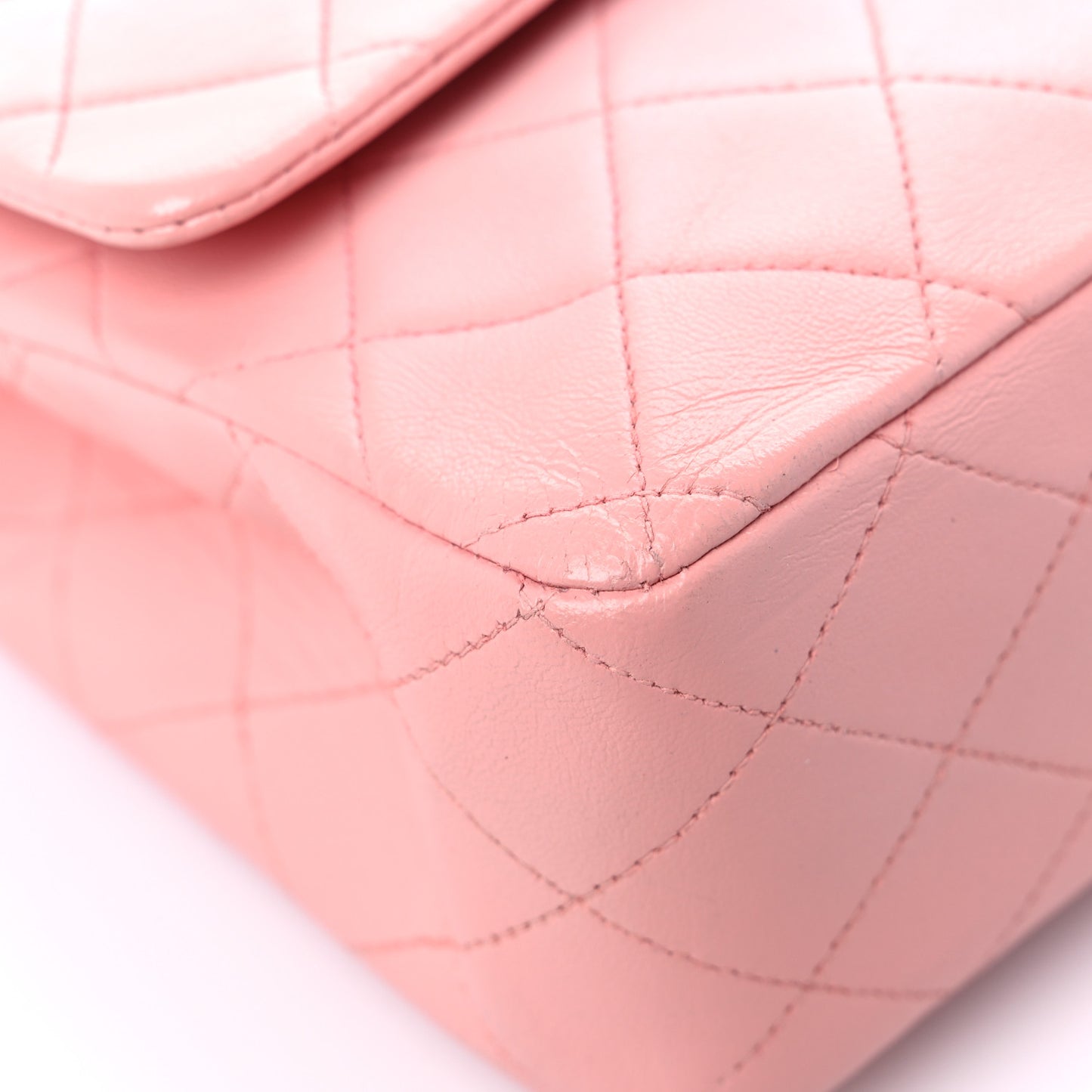 Lambskin Quilted Medium Double Flap Light Pink