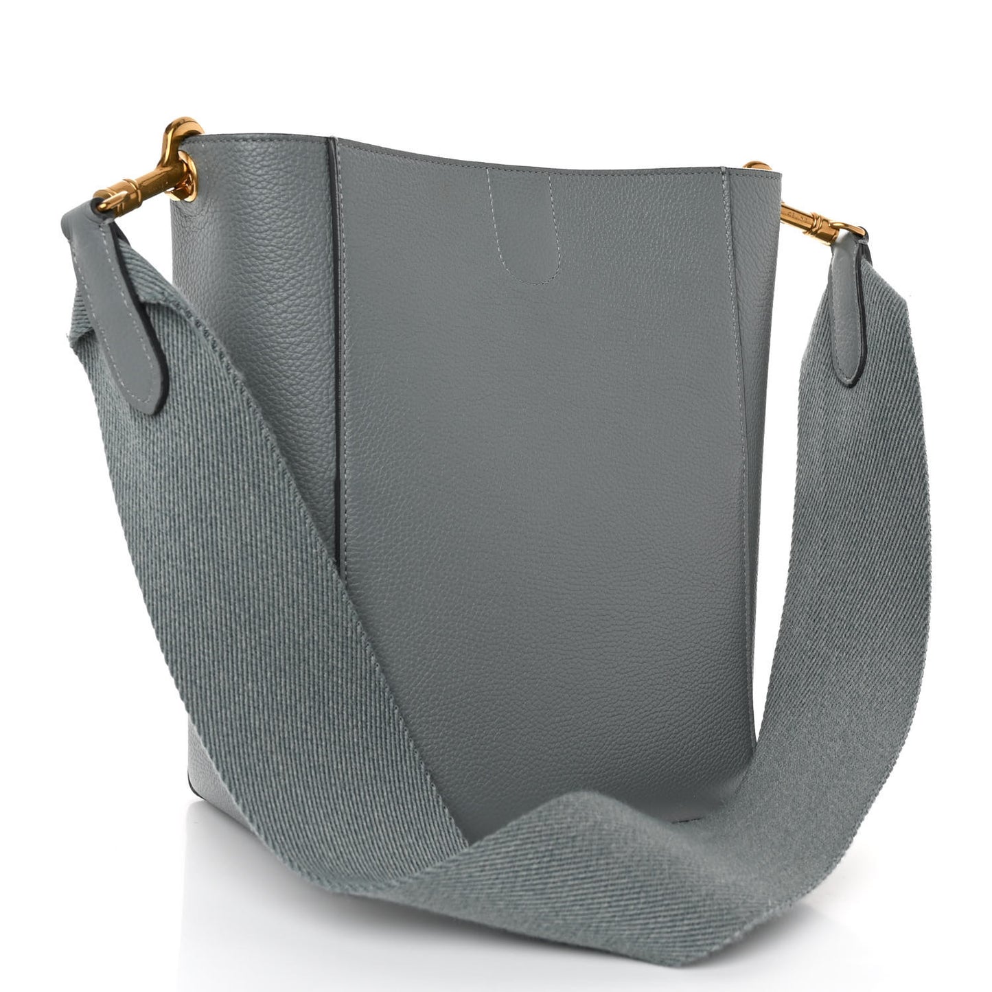 Soft Grained Calfskin Small Sangle Bucket Bag Grey